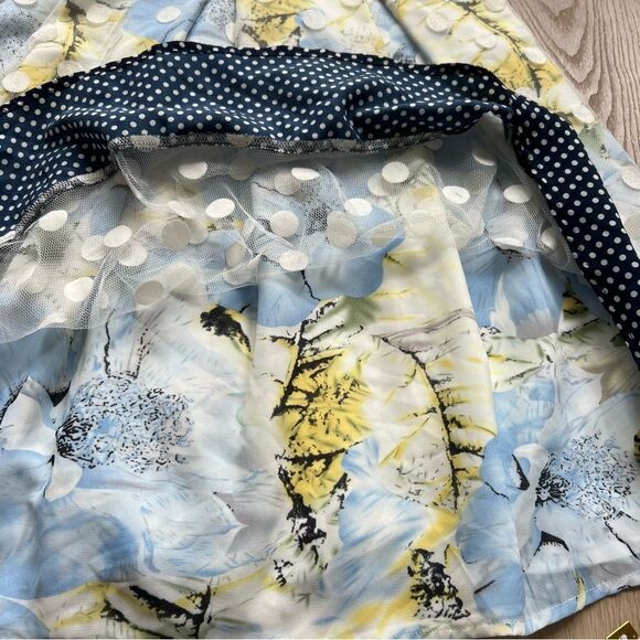 RYU Anthropologie Tulle Fit and Flare Floral Dress Mesh Polka Dot Overlay NWT - Picture 11 of 13